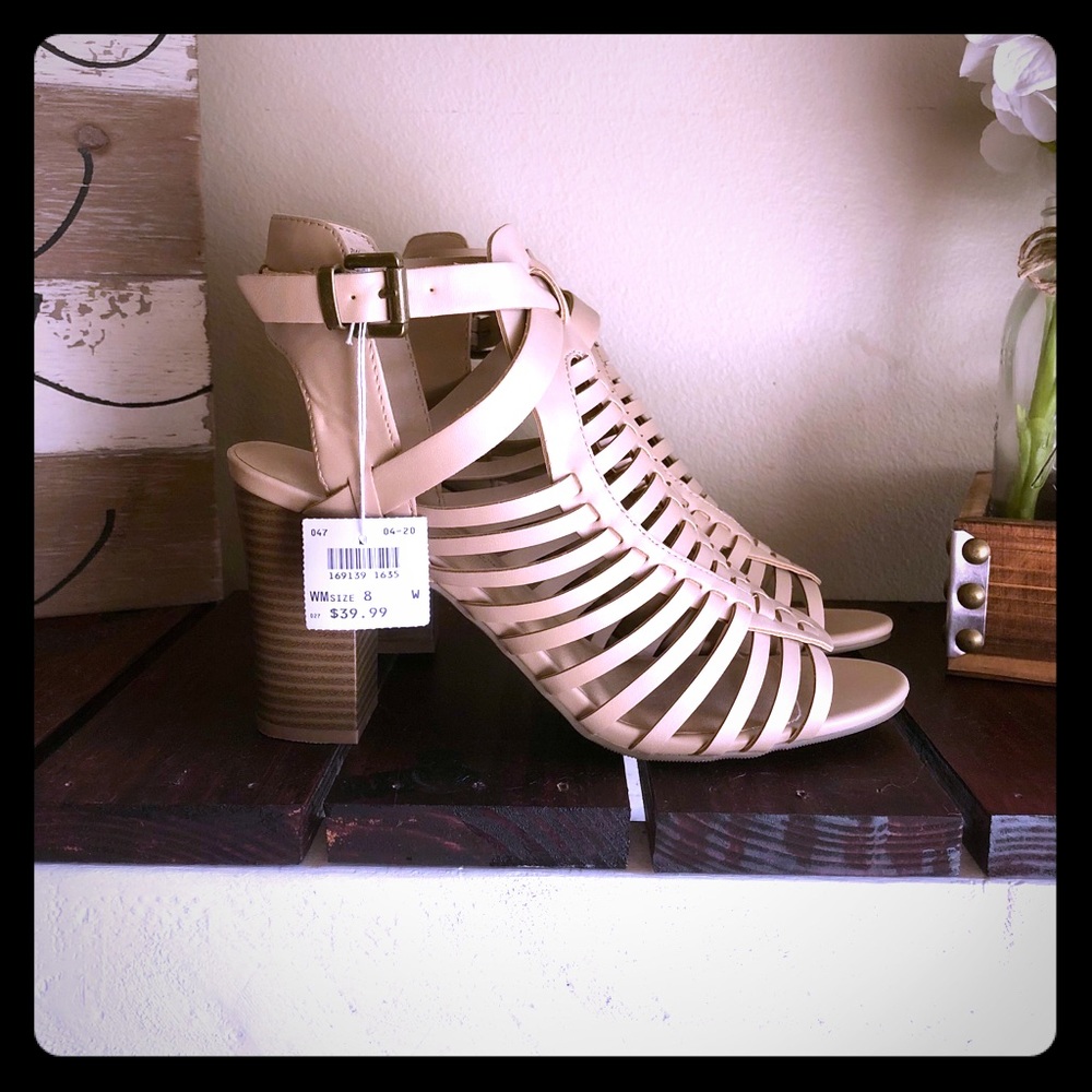 Strappy block healed sandals. So cute!